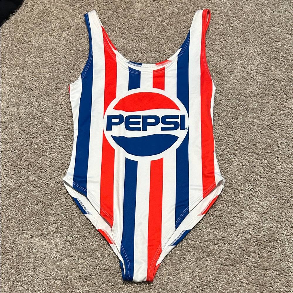 SHEIN Pepsi One Piece Swimsuit - Red, Blue, White